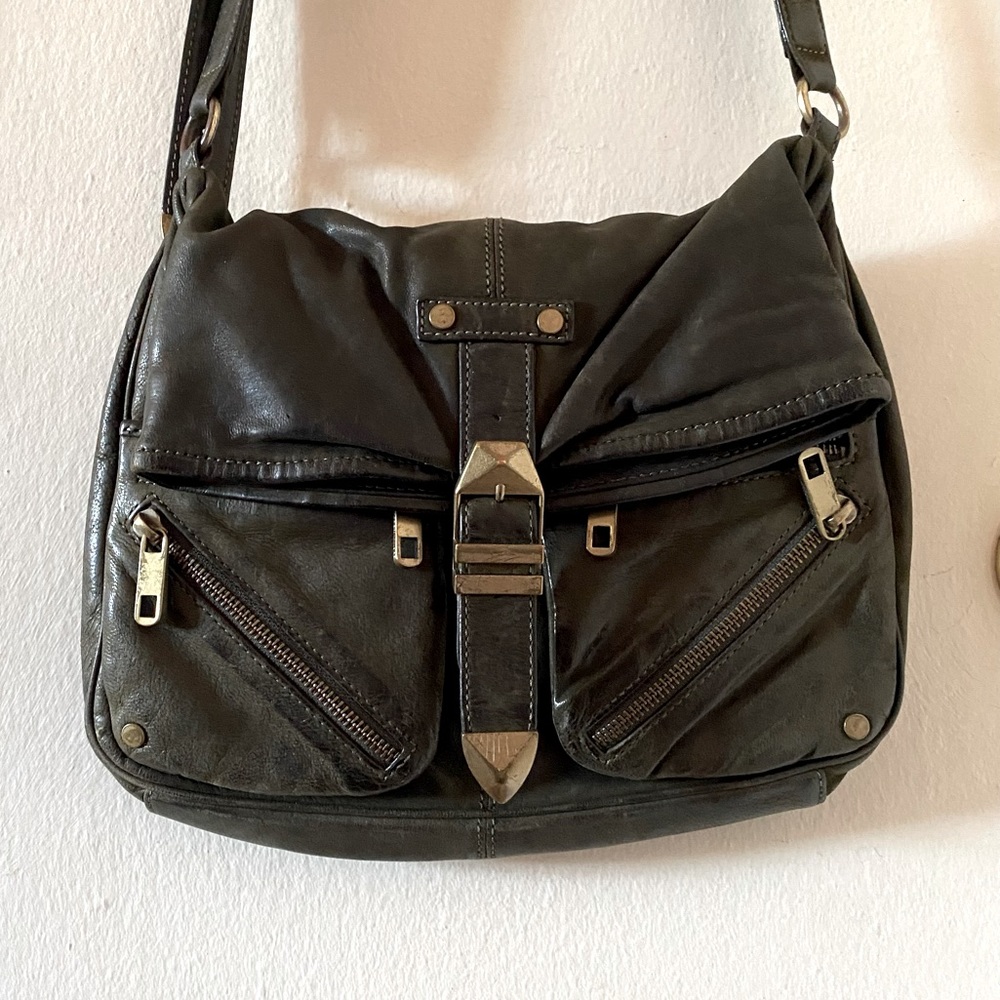 Rebecca Minkoff Dark Olive Green Leather Bag with Gold Tone Hardware